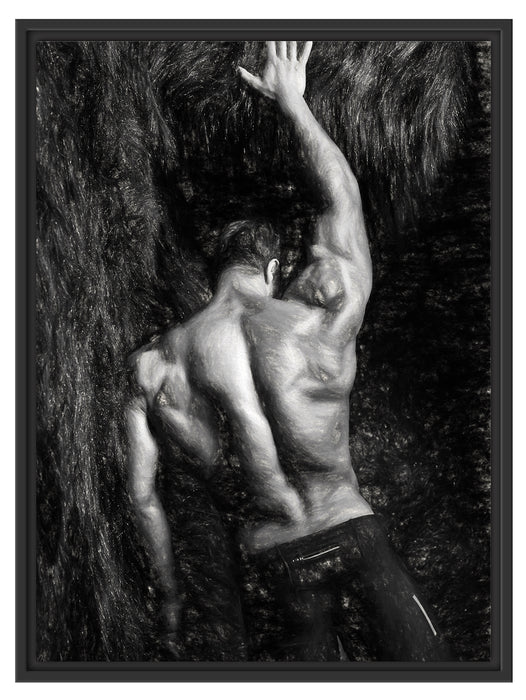 Muskulöser sexy Mann Kunst Schattenfugenrahmen 80x60