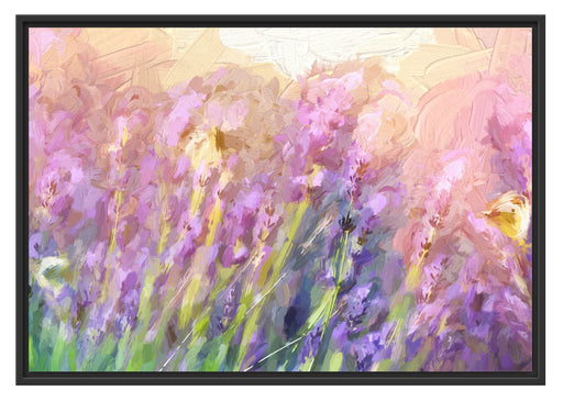 Schmetterlinge auf Lavendelblumen Schattenfugenrahmen 100x70