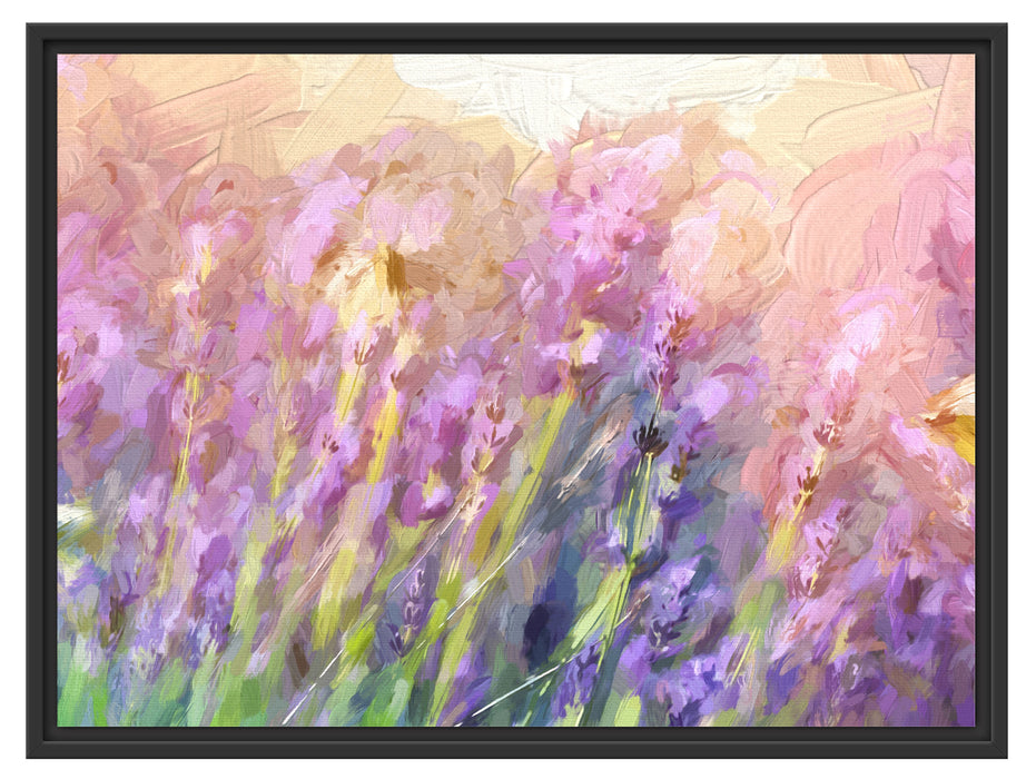 Schmetterlinge auf Lavendelblumen Schattenfugenrahmen 80x60