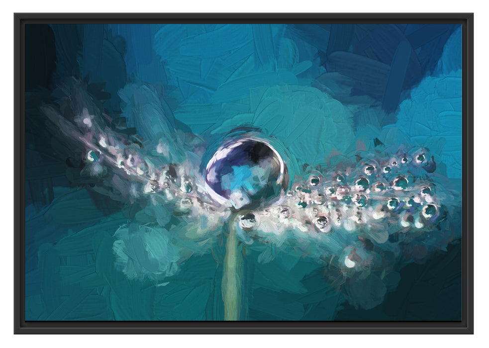 Pixxprint Wassertropfen auf einer Pusteblume, im Schwebe-Effekt Bilderrahmen