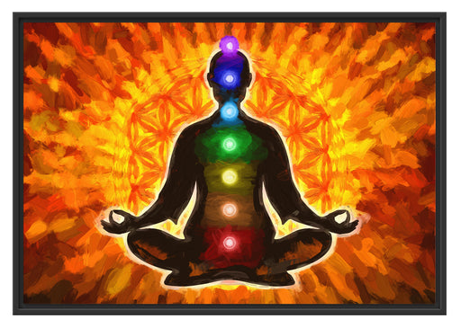 Meditation mit den 7 Chakren Kunst Schattenfugenrahmen 100x70