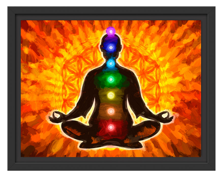 Meditation mit den 7 Chakren Kunst Schattenfugenrahmen 38x30