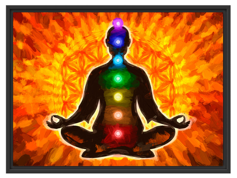 Meditation mit den 7 Chakren Kunst Schattenfugenrahmen 80x60