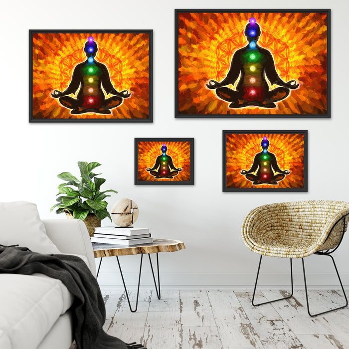 Meditation mit den 7 Chakren Kunst Schattenfugenrahmen Dekovorschlag