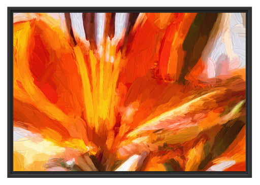 orange Lilie in Nahaufnahme Kunst Schattenfugenrahmen 100x70