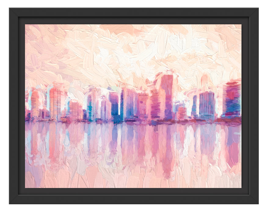 Miami Florida Skyline Schattenfugenrahmen 38x30