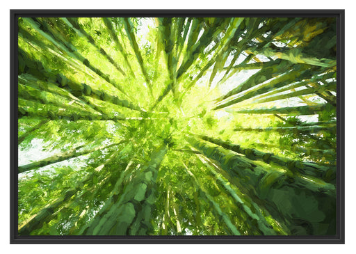 Grüner Bambus Kunst Schattenfugenrahmen 100x70