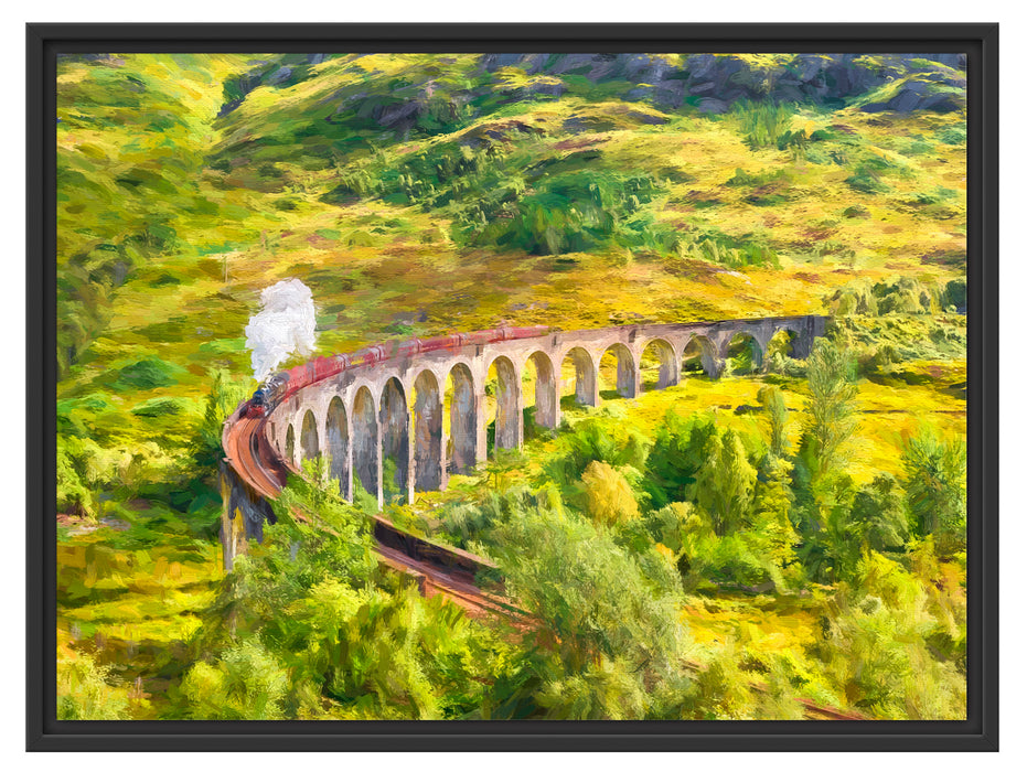 Eisenbahnviadukt in Schottland Schattenfugenrahmen 80x60