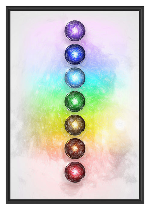 Pixxprint Chakra des Körpers, im Schwebe-Effekt Bilderrahmen