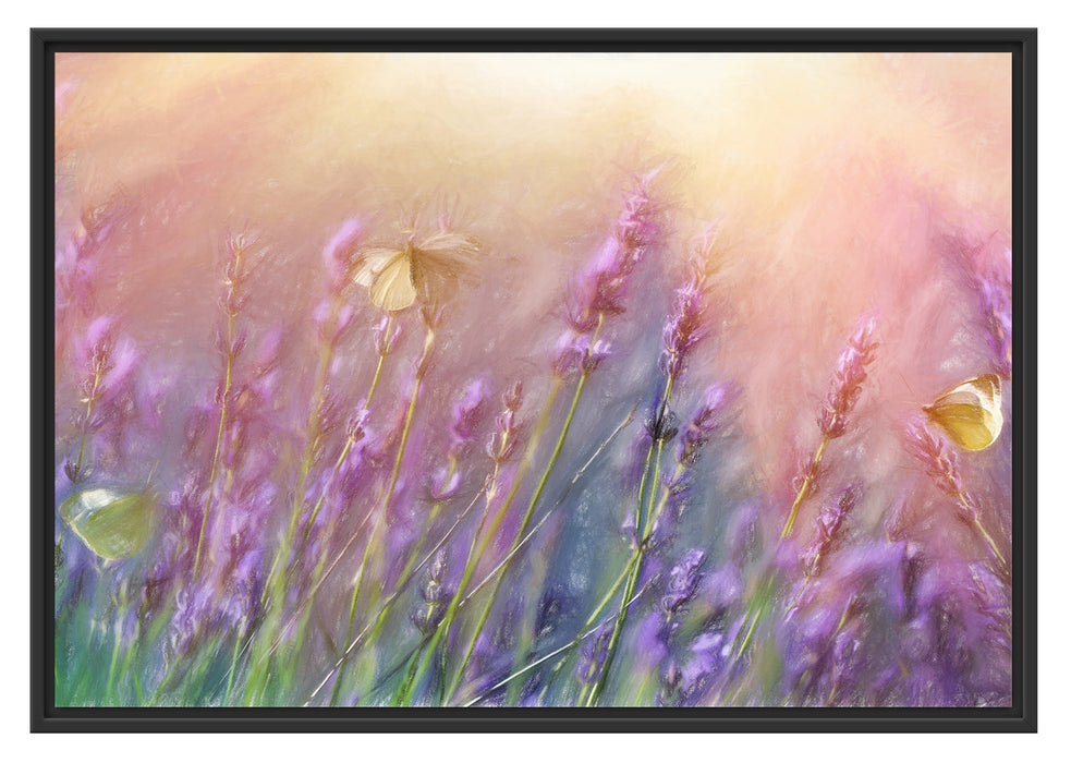 Pixxprint Schmetterlinge auf Lavendelblumen