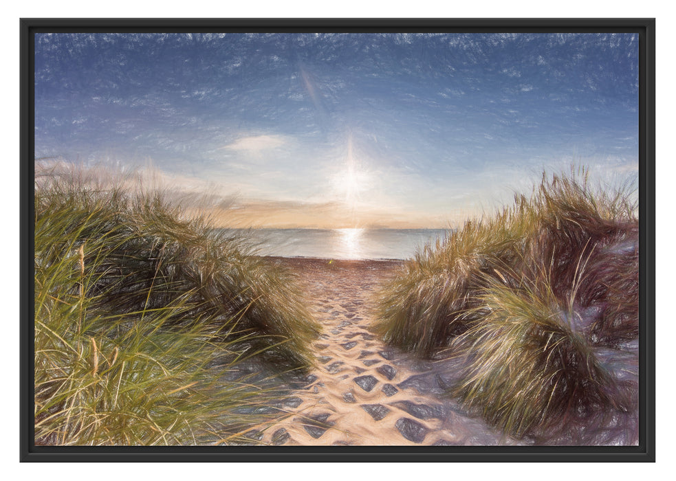 Pixxprint Weg ins Meer, im Schwebe-Effekt Bilderrahmen