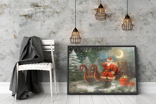 Weihnachtsmann mit Geschenken Schattenfugenrahmen Wohnzimmer
