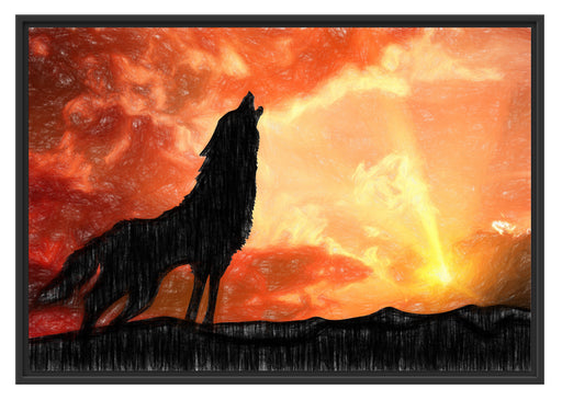Wolf Heulen Schattenfugenrahmen 100x70