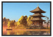 asiatischer Tempel an See Schattenfugenrahmen 100x70