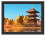 asiatischer Tempel an See Schattenfugenrahmen 38x30