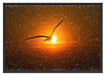 Möwe fliegt in den Sonnenuntergang Schattenfugenrahmen 100x70