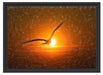 Möwe fliegt in den Sonnenuntergang Schattenfugenrahmen 55x40