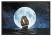 Segelschiff bei Vollmond Schattenfugenrahmen 100x70