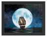 Segelschiff bei Vollmond Schattenfugenrahmen 38x30