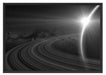 Planet Saturn im Weltall Schattenfugenrahmen 100x70
