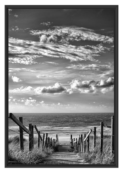 Weg zum Strand am Meer Schattenfugenrahmen 100x70