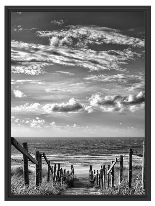 Weg zum Strand am Meer Schattenfugenrahmen 80x60