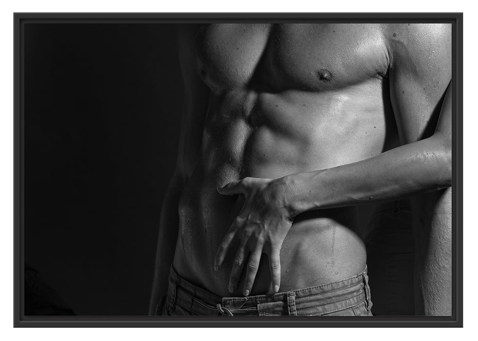 Pixxprint Nackter Mann mit Frau, im Schwebe-Effekt Bilderrahmen