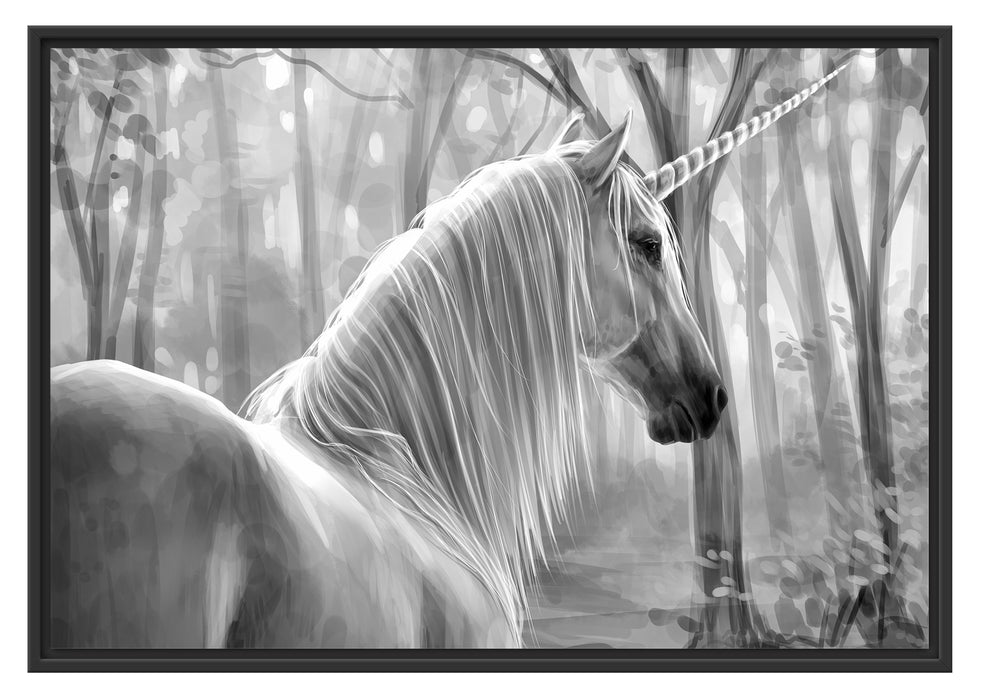 Pixxprint Einhorn im Wald, im Schwebe-Effekt Bilderrahmen