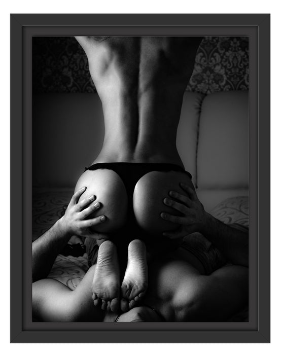 Erotisches Paar Kunst B&W Schattenfugenrahmen 38x30