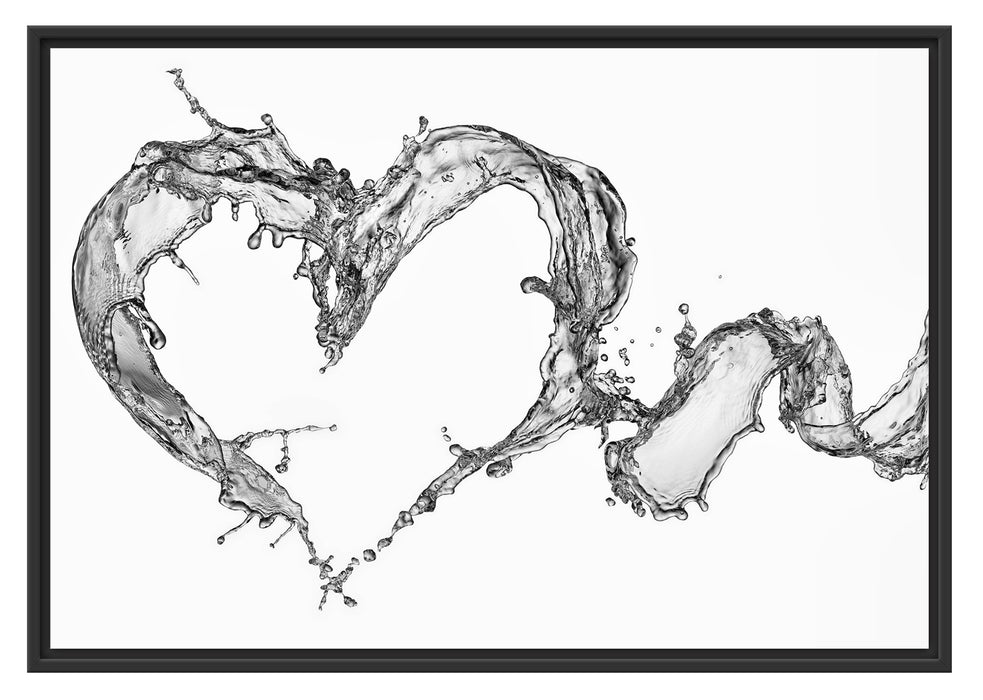 Herz aus Wasser Schattenfugenrahmen 100x70