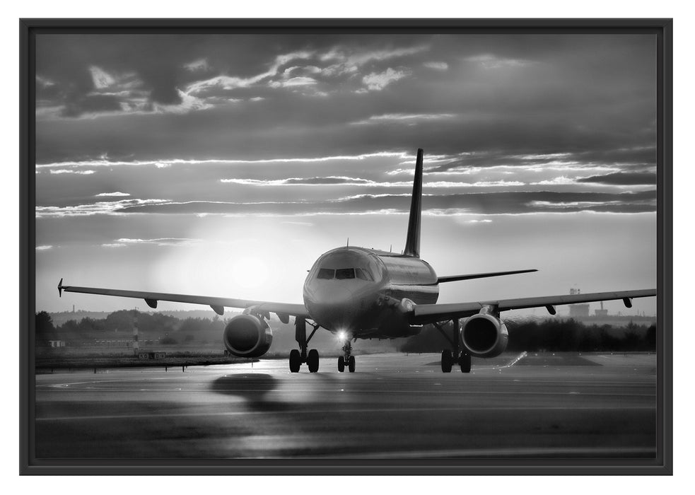 Pixxprint Landendes Flugzeug, im Schwebe-Effekt Bilderrahmen