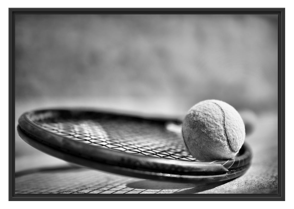 Pixxprint Tennischläger mit Bällen, im Schwebe-Effekt Bilderrahmen