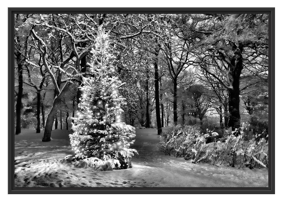 Leuchtender Weihnachtsbaum Schattenfugenrahmen 100x70
