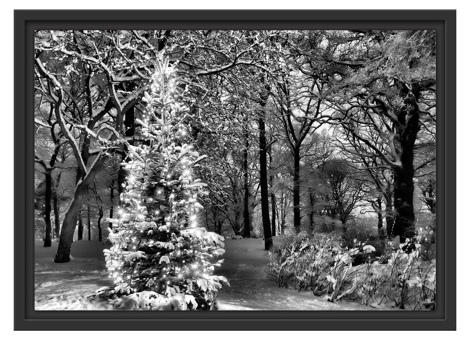 Leuchtender Weihnachtsbaum Schattenfugenrahmen 55x40