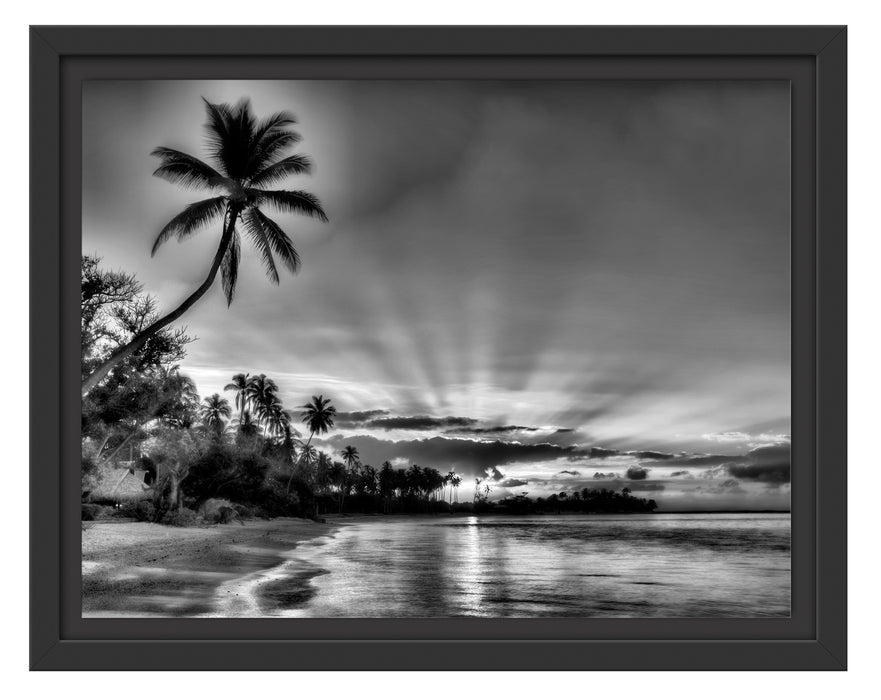 Palmen am Strand Schattenfugenrahmen 38x30