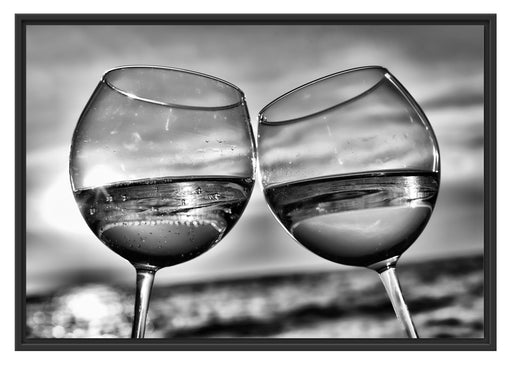 Weingläser am Meer Schattenfugenrahmen 100x70