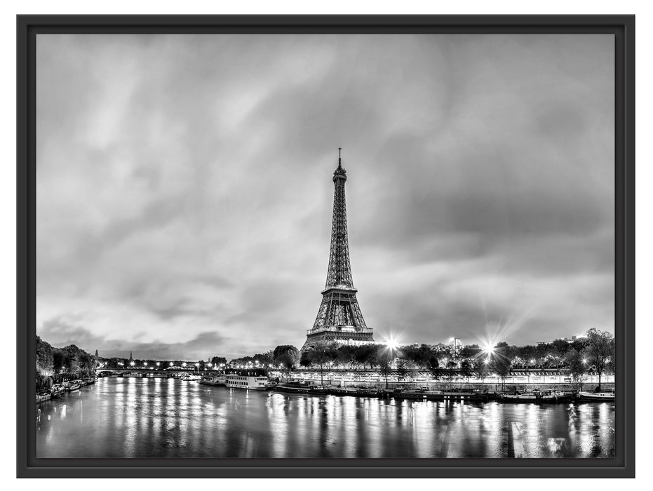 Eifelturm Paris bei Nacht Schattenfugenrahmen 80x60