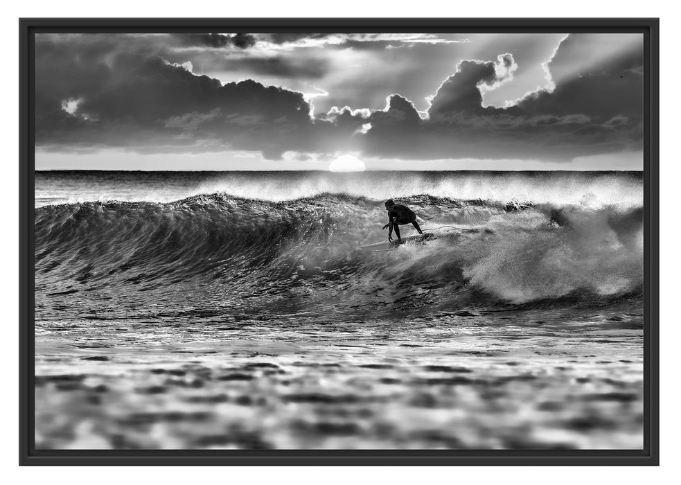 Pixxprint Surfen Wellenreiten, im Schwebe-Effekt Bilderrahmen