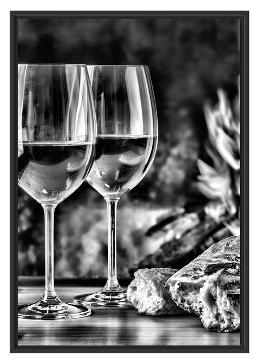 Baguette Wein Alkohol Schattenfugenrahmen 100x70