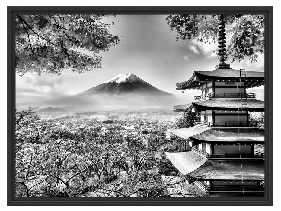 Japanischer Tempel im Herbst Schattenfugenrahmen 80x60