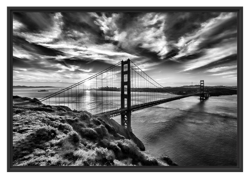 Pixxprint Golden Gate Bridge, im Schwebe-Effekt Bilderrahmen