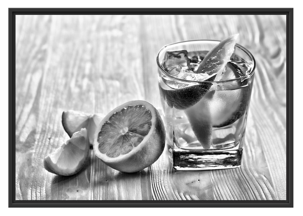 Gin Tonic Shot mit Zitronen Schattenfugenrahmen 100x70