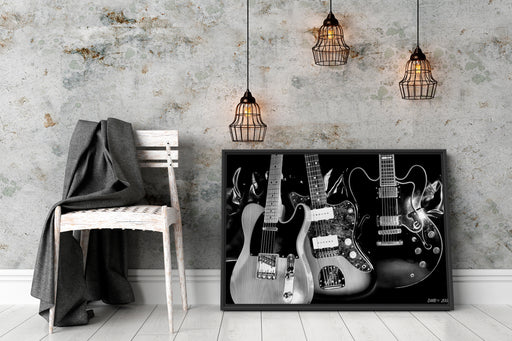 elegante E-Gitarren Schattenfugenrahmen Wohnzimmer