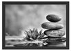 Seerosenblüte mit Zen Steinen Schattenfugenrahmen 55x40