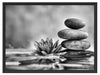 Seerosenblüte mit Zen Steinen Schattenfugenrahmen 80x60