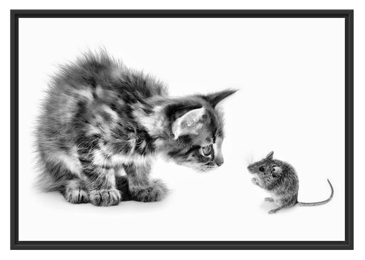 Katze und Maus Freunde Schattenfugenrahmen 100x70