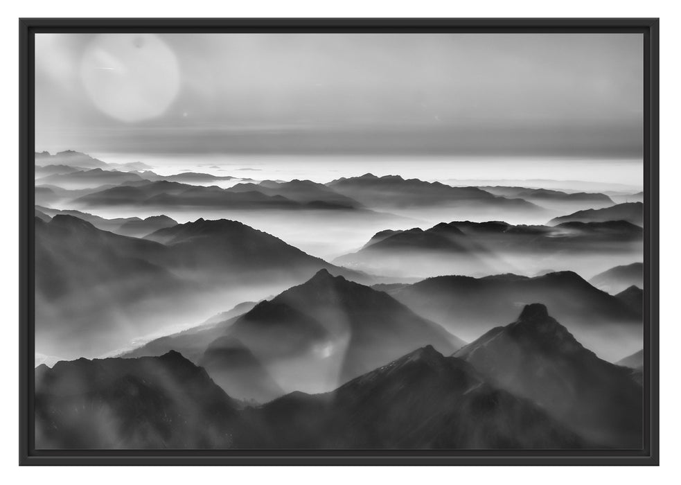 Pixxprint Wunderschöne Alpenberge, im Schwebe-Effekt Bilderrahmen