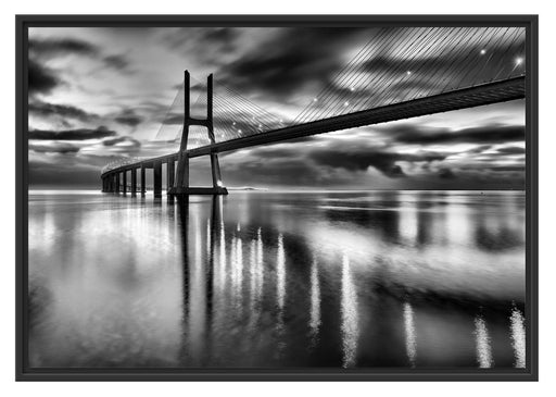 Brücke Lissabon Schattenfugenrahmen 100x70