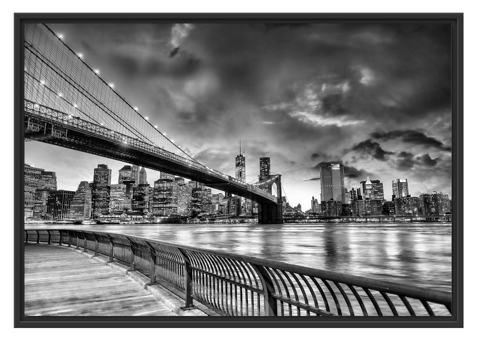 Pixxprint Brooklyn Bridge Park New York, im Schwebe-Effekt Bilderrahmen