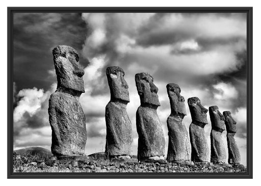 Moai Statuen auf den Osterinseln Schattenfugenrahmen 100x70